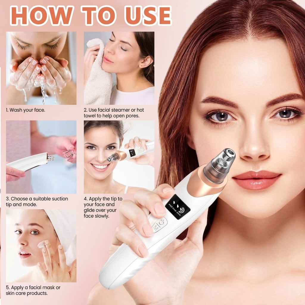 Digital Blackhead Remover Vacuum – Electric Pore Cleaner & Acne Remover Facial Tool