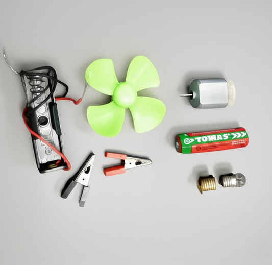 Bulb and Fan Electric Science Experiment Kit for Kids and Adults – DIY STEM Educational Toy for Physics Projects, Model Building, and Circuit Learning – Hands-On School Science Experiment Kit with Motor, Fan, Bulb, and Accessories (Random Color)