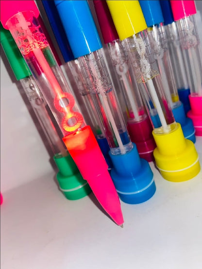 4-in-1 Pen with Stamp, Bubbles, Light, and Writing Function – Fun Creative Multi-Use Pen for Kids, Arts, Crafts, and School Supplies – Premium Quality, Imported, Available in 6 Colors with Bubble Container and Red Light (Random Color)