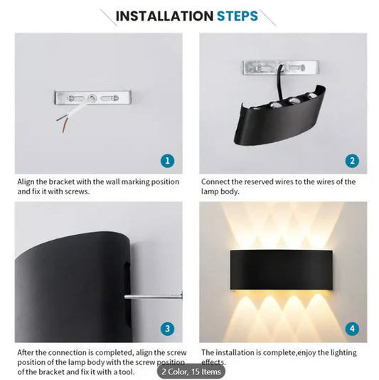 Outdoor Waterproof Up Down 3+3 LED Wall Light With Black Aluminum Body, Warm White 3000K, IP65 Waterproof Design And 6W LED Chip