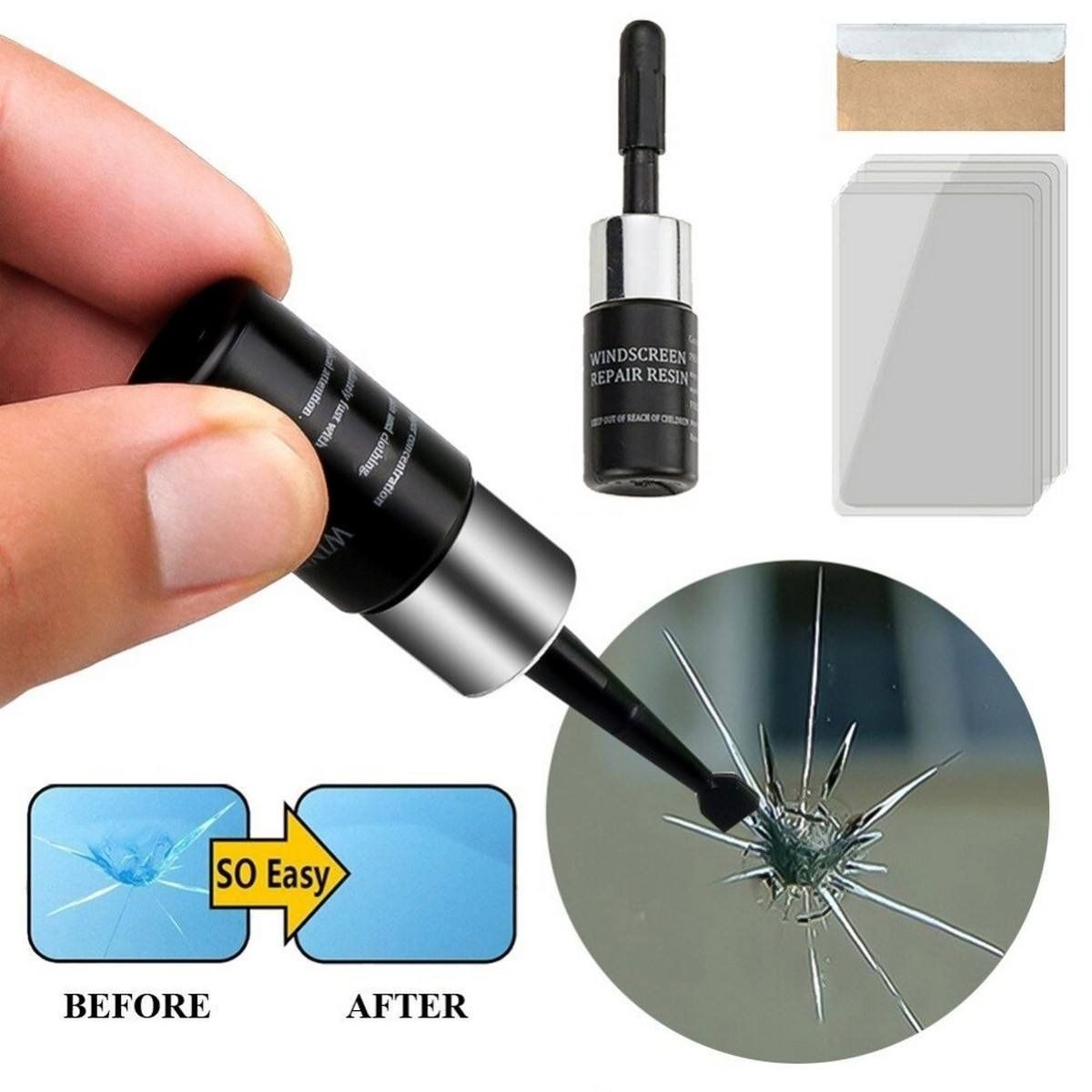 Windshield Crack Repair Kit Easy To Use Durable Reliable Practical Choice For Fixing Minor Cracks And Chips At Home.