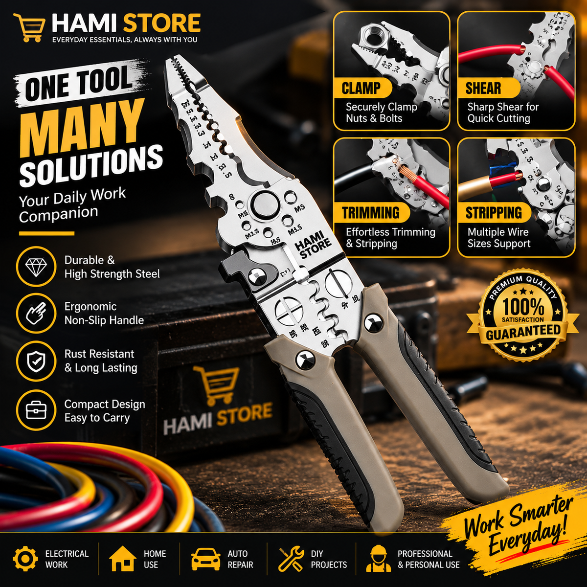 (Free Delivery) Multifunctional Wire Stripper Crimper Cable Cutter 🧰
